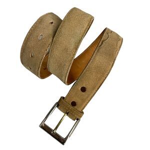 Vintage Tony Lama Western Tan Suede Belt 30 1.25in Cowboy Southwest Made in USA